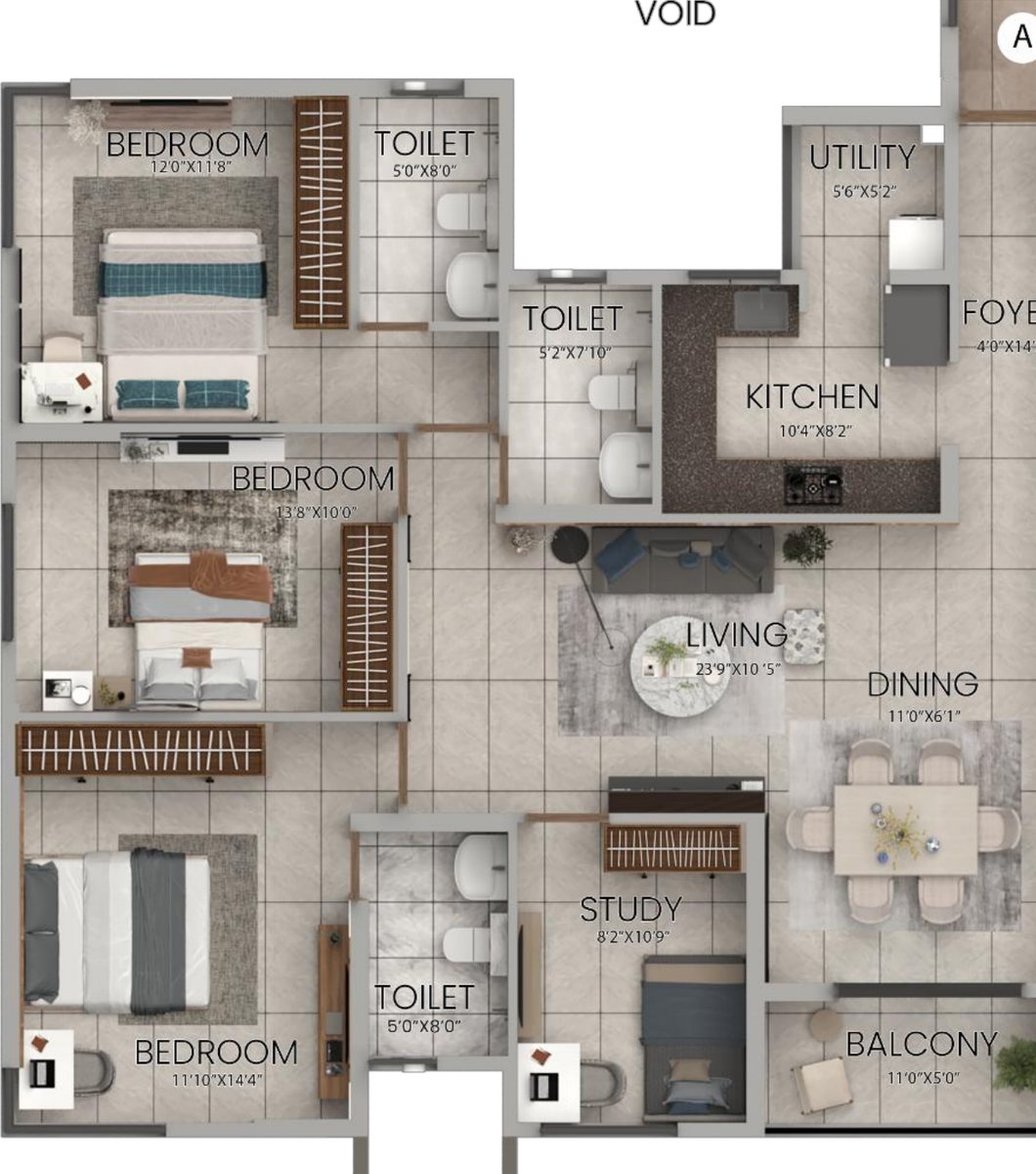 3.5 BHK floor plan